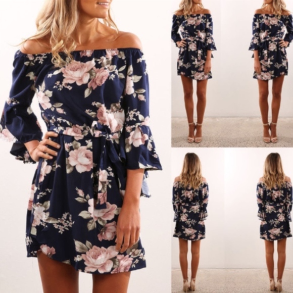 Sexy Off Shoulder Boho Dress - Picture 2 of 6